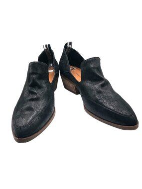 Lucky Brand Mallanzo Black Leather Cutout Loafer Shooties Low Block Heel Shoes 9